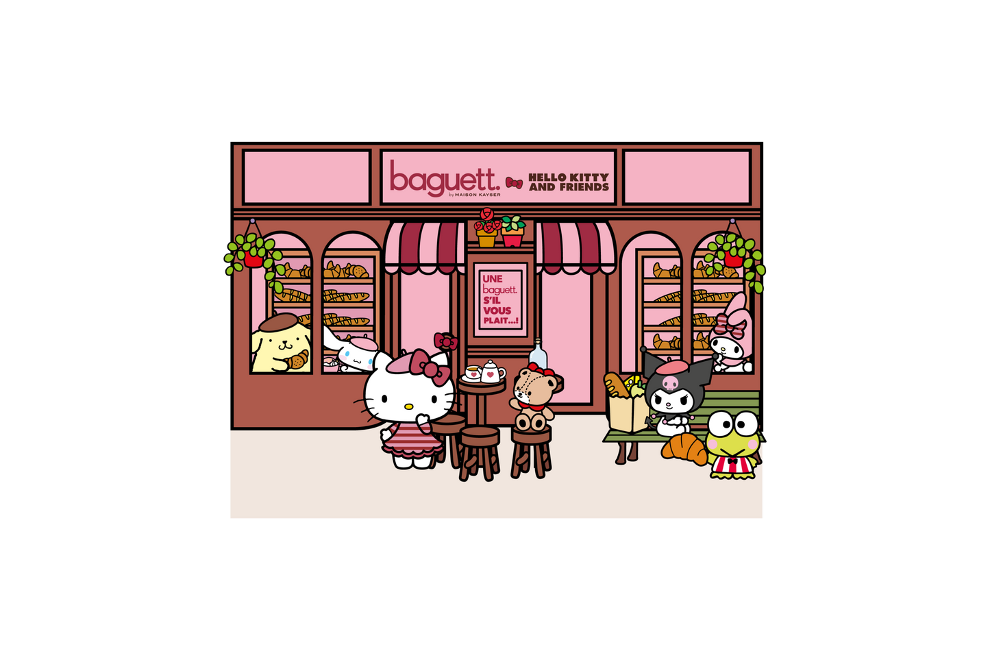 Carte postale Hello Kitty and Friends chez Baguett.