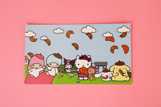 Carte postale Baguett. x Hello Kitty & Friends – Paris Gourmand